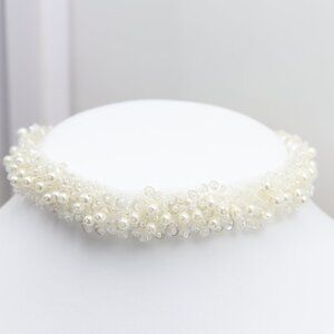 Fancy White Choker Pearl chokers Bridal Necklace adjustable